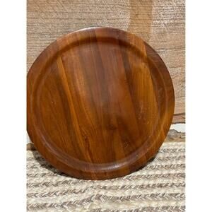 Vintage Solid Wood Plate Platter‎ Tray Round Lazy Susan Serving Decor